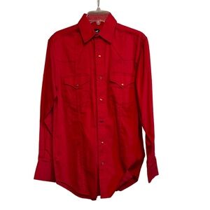 Men's Western Express Red Long Sleeve Red Pearl Button Front Shirt SIZE S